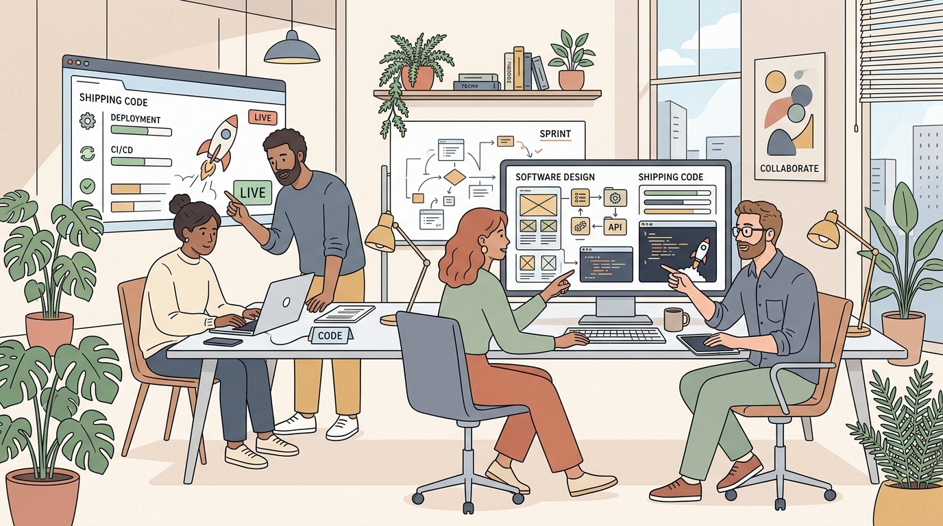 Raushang4 Technology Team Collaboration Illustration